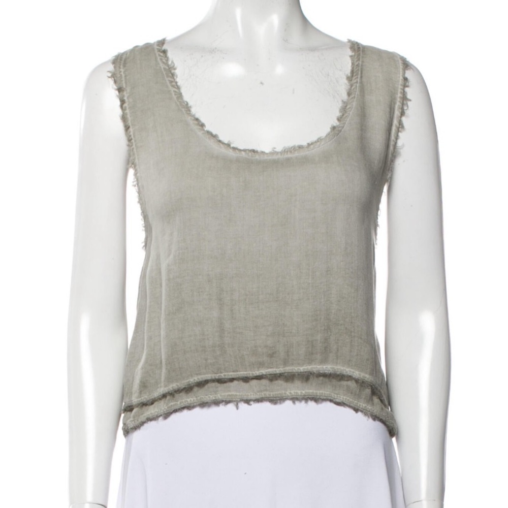 Ronny Kobo Collection Frayed Hem Tank Top - Gray